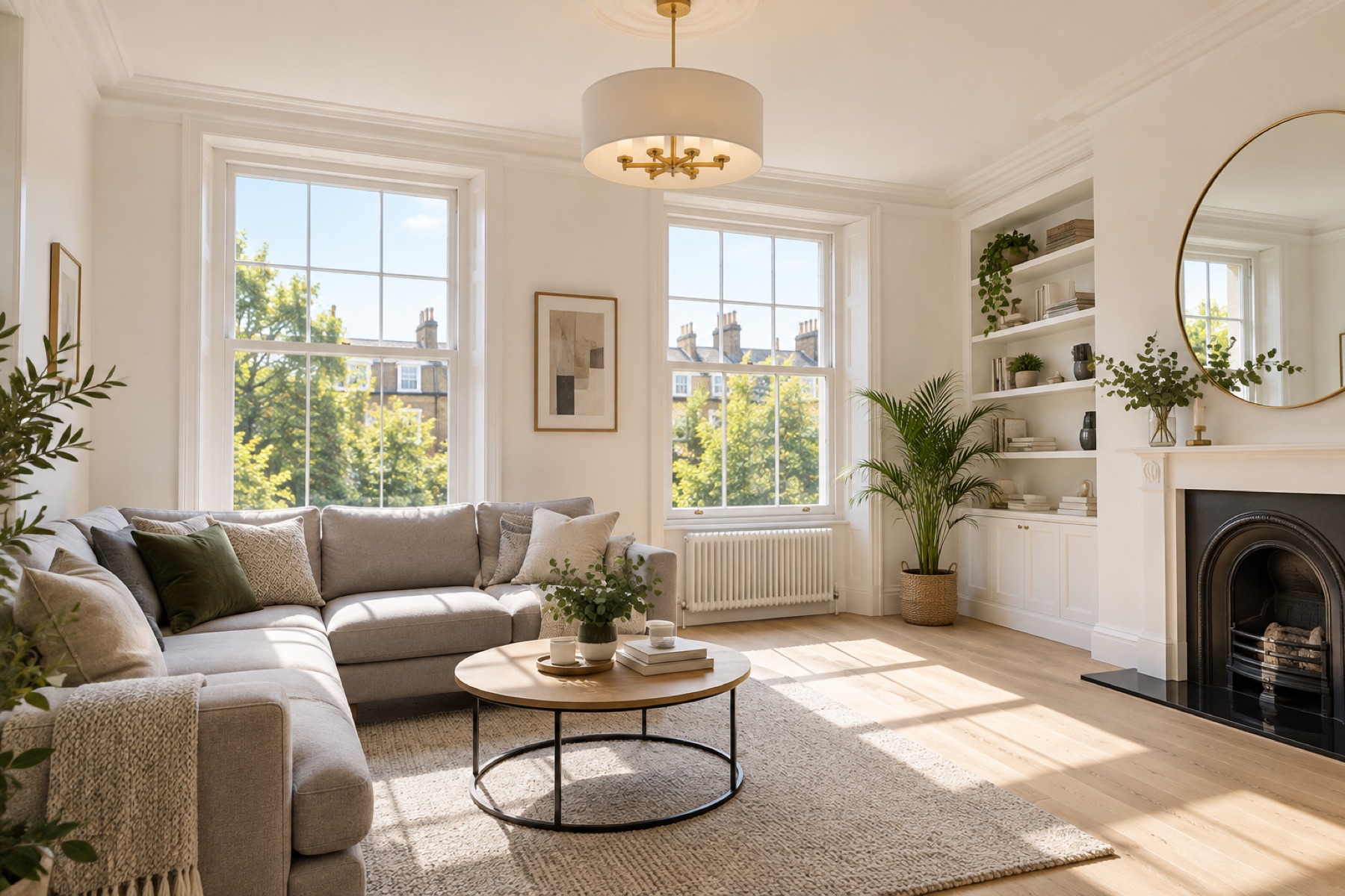 Bright renovated living room